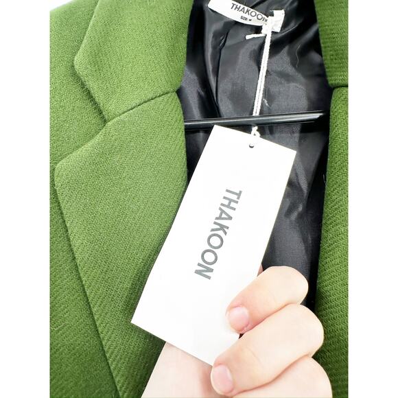 Thakoon Runway Dark Green Single Breasted Wool Long Maxi Coat Size Medium NWT - Picture 6 of 8